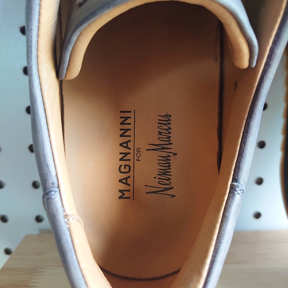 Magnanni For Neiman Marcus Leather Sneakers Shoes Grey - Picture 9 of 9
